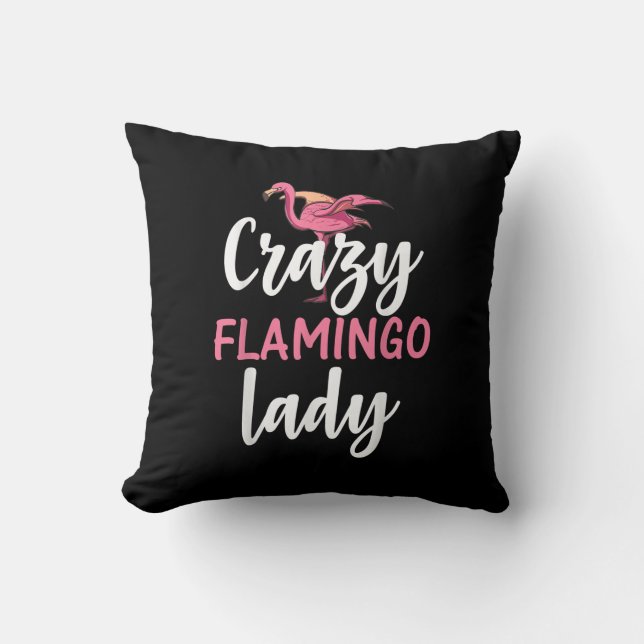 Flamingo - Crazy Flamingo Lady Gifts Kussen (Voorkant)