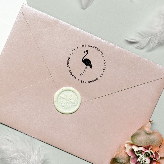 Flamingo | Creëer Uw eigen cirkeladres voor retour Rubberstempel
