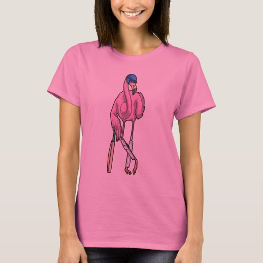 Flamingo Cricket Cricketbat T-shirt (Voorkant)