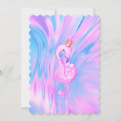 Flamingo, Crown Ombre Holographic Opal Birthday Kaart (Achterkant)