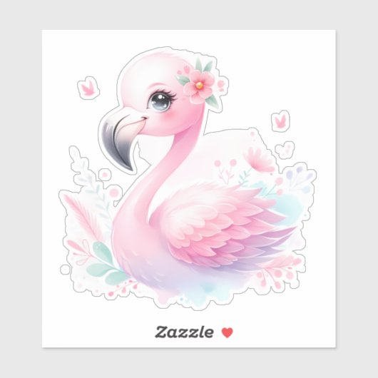 Flamingo Custom Cut Scrapbooking Sticker (Vel)