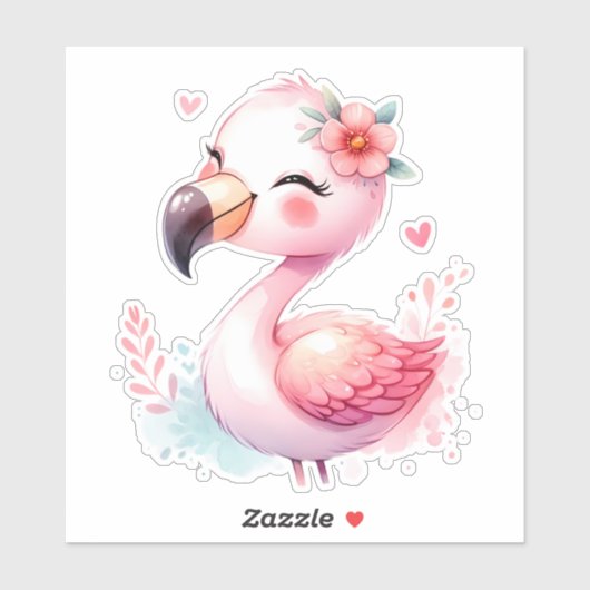 Flamingo Custom Cut Scrapbooking Sticker (Vel)