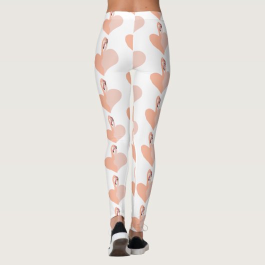 Flamingo Custom Leggings, roze flamingo's hart Leggings (Achterkant)