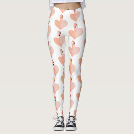 Flamingo Custom Leggings, roze flamingo's hart Leggings
