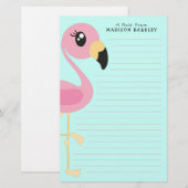 Flamingo Cute Tropical Kinder Briefpapier (Voorkant / Achterkant)