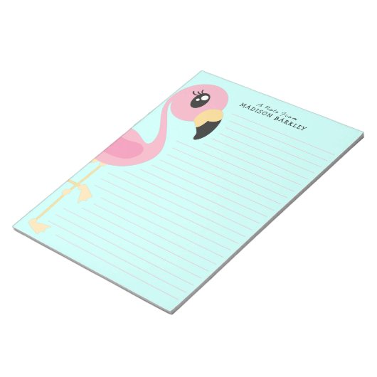 Flamingo Cute Tropical Kinder Briefpapier Notitieb Notitieblok (Schuin)