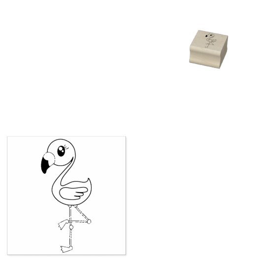 Flamingo Cute Tropical Kinder Rubberstempel (Gestempeld)