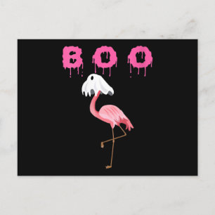 Flamingo   Dames Flamingo Boo Geest Halloween Feestdagenkaart
