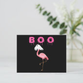 Flamingo | Dames Flamingo Boo Geest Halloween Feestdagenkaart (Staand voorkant)