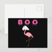 Flamingo | Dames Flamingo Boo Geest Halloween Feestdagenkaart (Voorkant / Achterkant)