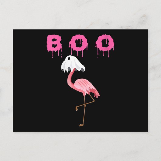 Flamingo | Dames Flamingo Boo Geest Halloween Feestdagenkaart (Voorkant)