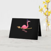 Flamingo | Dames grappige Flamingo Heks Halloween Kaart (Gele Bloem)