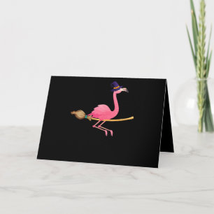 Flamingo Dames grappige Flamingo Heks Halloween Kaart