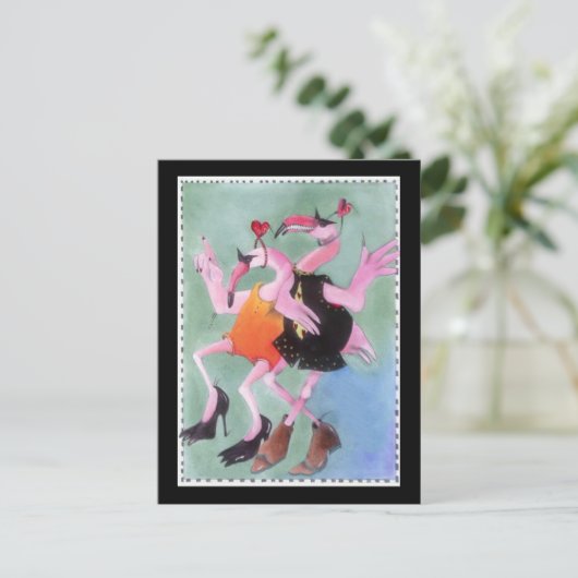 Flamingo Dance Briefkaart (Staand voorkant)