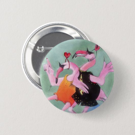 Flamingo Dance Ronde Button 5,7 Cm (Voorkant /achterkant)