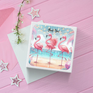 Flamingo Dans en Feest Dank Je Vierkante Sticker