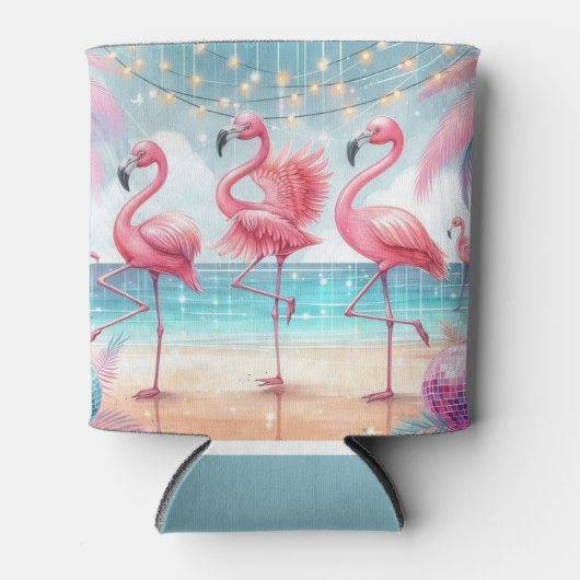 Flamingo Dans en Verjaardag Feest Blikjeskoeler (Voorkant)