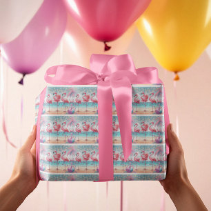 Flamingo Dans en Verjaardag Feest Cadeaupapier