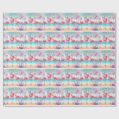 Flamingo Dans en Verjaardag Feest Cadeaupapier (Vlak)