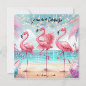 Flamingo Dans en Verjaardag Feest Kaart (Voorkant)