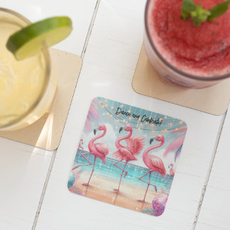 Flamingo Dans en Verjaardag Feest Kartonnen Onderzetters
