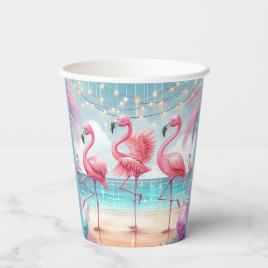 Flamingo Dans en Verjaardag Feest Papieren Bekers (Achterkant)