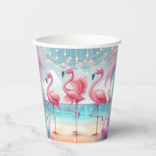 Flamingo Dans en Verjaardag Feest Papieren Bekers (Voorkant)