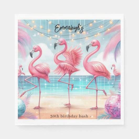 Flamingo Dans en Verjaardag Feest Servet (Voorkant)