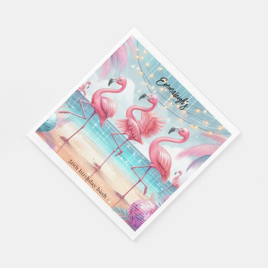 Flamingo Dans en Verjaardag Feest Servet (Hoek)