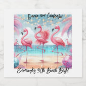 Flamingo Dans en verjaardag Vieren Feest Bier Etiket (Enkel label)
