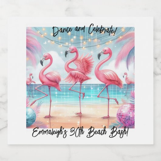 Flamingo Dans en verjaardag Vieren Feest Bier Etiket (Enkel label)