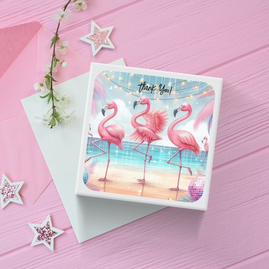 Flamingo Dans en Viering Bedankt Vierkante Sticker