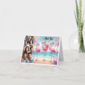 Flamingo Dans en Viering Verjaardag Foto Bedankkaart (Voorkant)