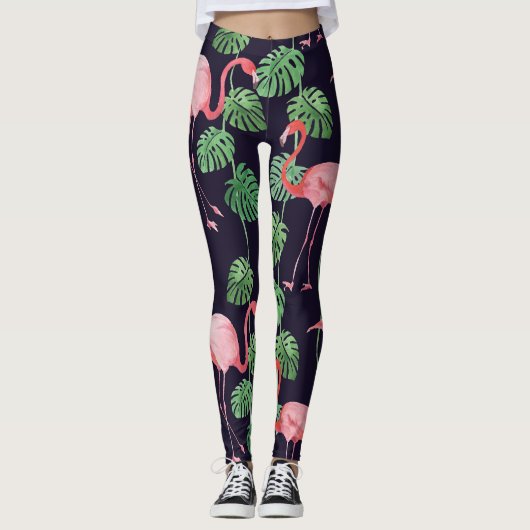 Flamingo Dark: Kleine Waterverf. Leggings (Voorkant)