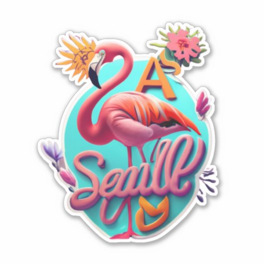 Flamingo Decoreren met levendige Stickers (Voorkant)