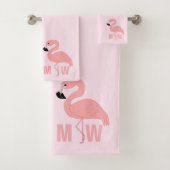 Flamingo Design Monogrammed Pink Bad Handdoek (Insitu)