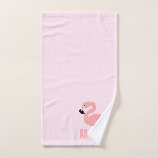 Flamingo Design Monogrammed Pink Bad Handdoek (Handdoek)