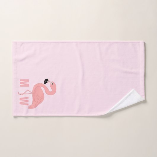 Flamingo Design Monogrammed Pink Bad Handdoek (Handdoek)