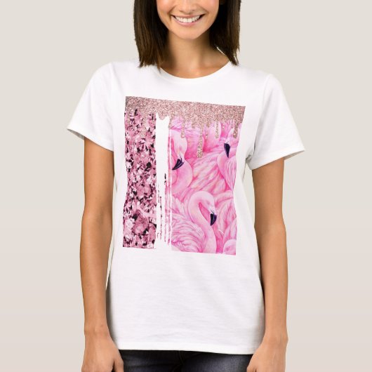 Flamingo Diamonds Roze Mousserend T-shirt (Voorkant)