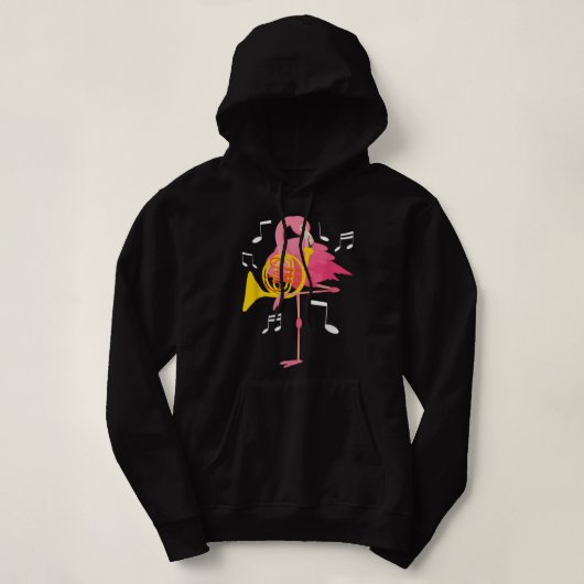Flamingo die Franse Hornist afspeelt Hoodie (Design voorkant)