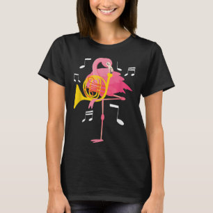 Flamingo die Franse Hornist afspeelt T-shirt