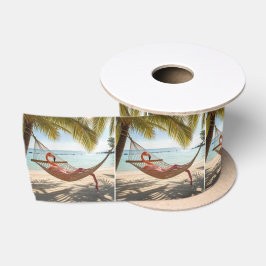 Flamingo die in een hangmat ligt satijnen lint