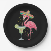 Flamingo die Margarita drinkt Grappige Mexicaanse  Papieren Bordje (Voorkant)