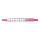 Flamingo Dot Print Black Ink Pen (Achterkant)