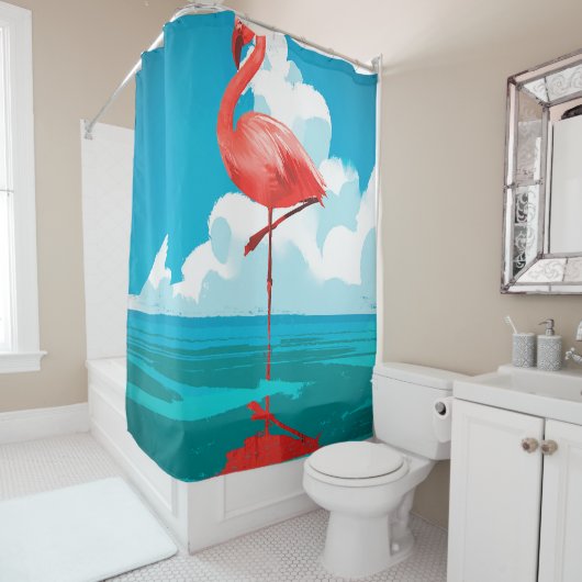 Flamingo Douchegordijn (In situ)