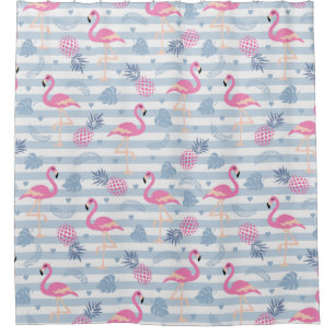 Flamingo Douchegordijn - Roze & Blauw