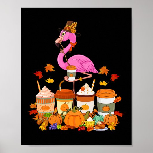 Flamingo Dragen Pet Herfst Koffiekopjes Lover Poster (Voorkant)