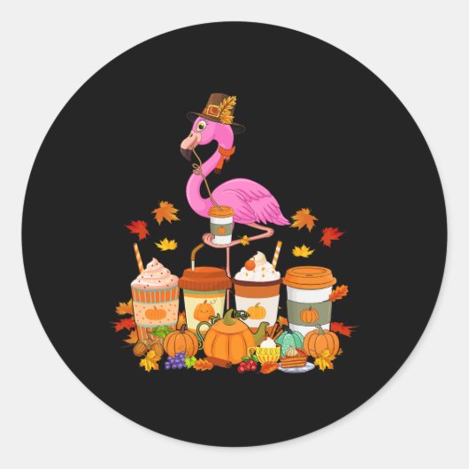 Flamingo Dragen Pet Herfst Koffiekopjes Lover Ronde Sticker (Voorkant)