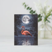 Flamingo dramatische volle maan briefkaart (Staand voorkant)