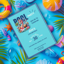 Flamingo drijvend in zwembad verjaardagsfeest